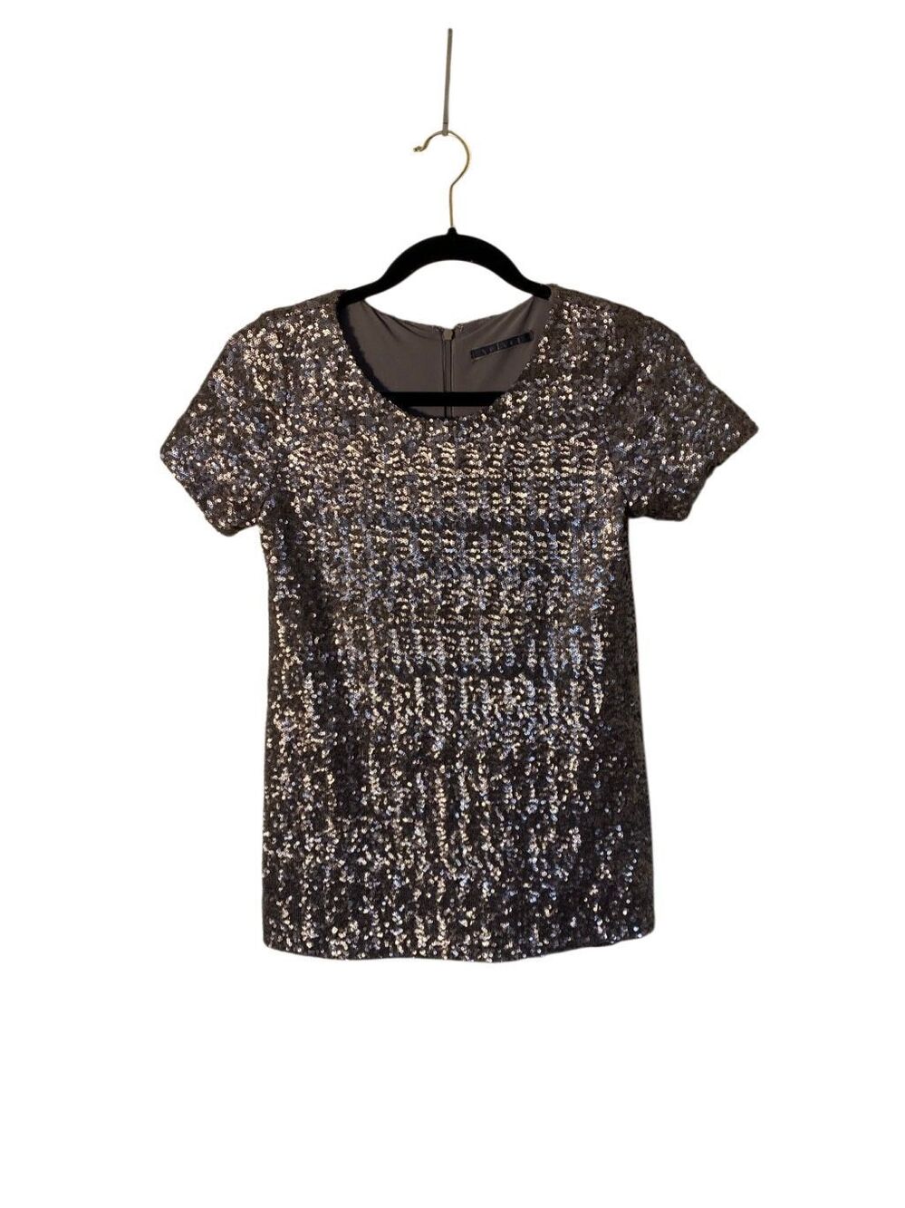 Velvet anthropology gray, short sleeve, sequin top S